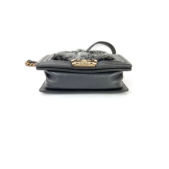 Chanel Small Boy Flap Quilted Goat Hair Gray Leather Shoulder Bag RARE - Picture 3 of 16